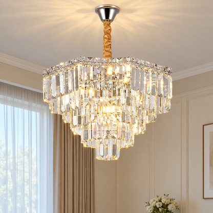 ADAMA Magno křišťálový lustr, 10x E14, průměr 60 cm, lesklý chrom, nastavitelná výška