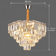 ADAMA Magno křišťálový lustr, 10x E14, průměr 60 cm, lesklý chrom, nastavitelná výška