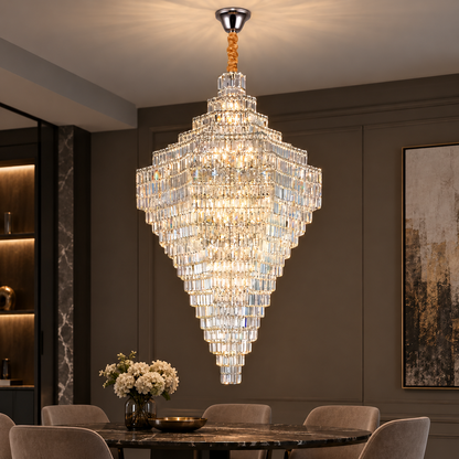 Křišťálový lustr ADAMA Titania, 60x E14, Průměr 135 cm, Lesklý chrom, Nastavitelná výška