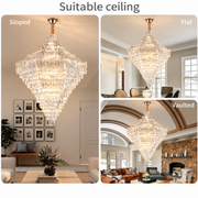 Křišťálový lustr ADAMA Titania, 60x E14, Průměr 135 cm, Lesklý chrom, Nastavitelná výška