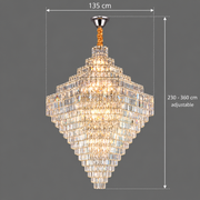 Křišťálový lustr ADAMA Titania, 60x E14, Průměr 135 cm, Lesklý chrom, Nastavitelná výška