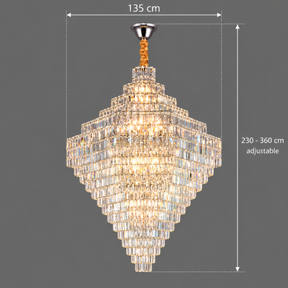 Křišťálový lustr ADAMA Titania, 60x E14, Průměr 135 cm, Lesklý chrom, Nastavitelná výška