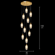 Závěsný křišťálový LED lustr, Justinian, Průměr 60 cm, Nastavitelná výška, Zlato, Kov a Křišťál