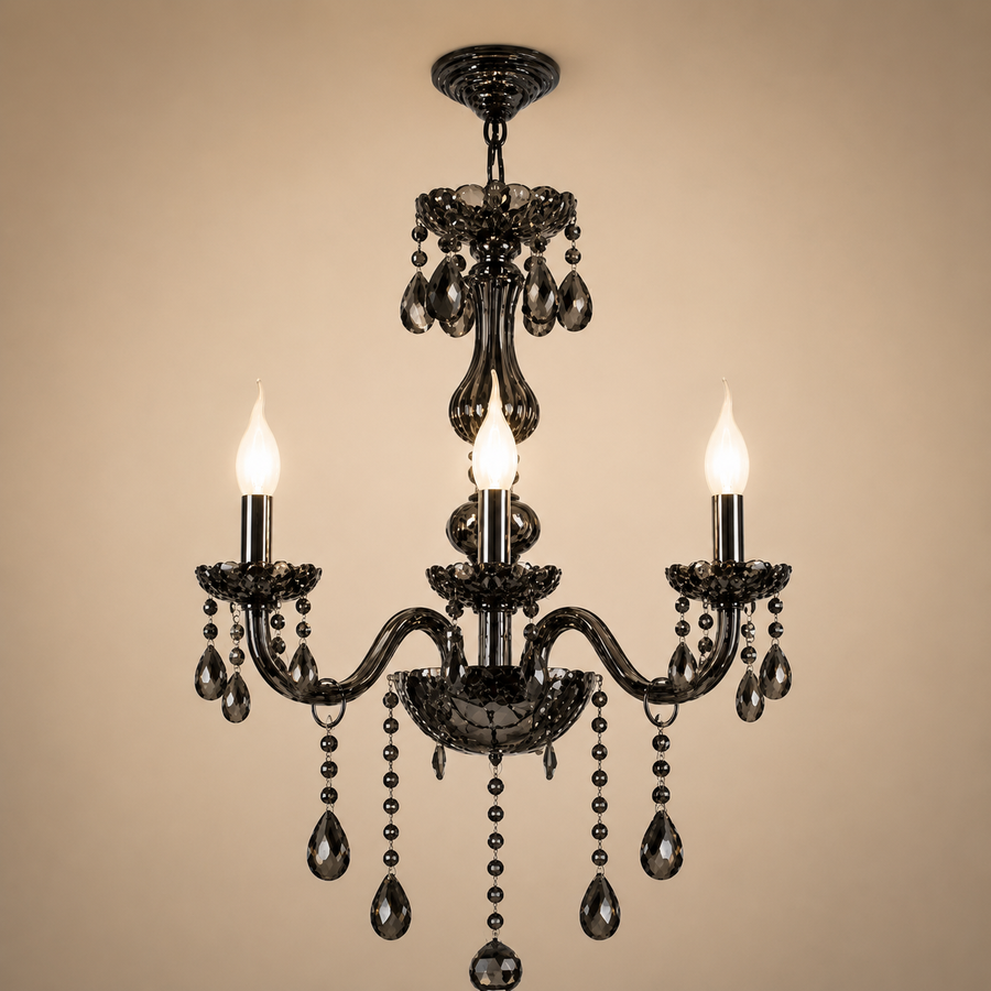 Křišťálový lustr AUGUST Eleganza, 3xE14, Průměr 48cm, Stříbrný, Nastavitelná výška