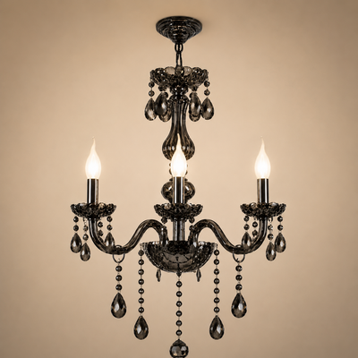 Křišťálový lustr AUGUST Eleganza, 3xE14, Průměr 48cm, Stříbrný, Nastavitelná výška