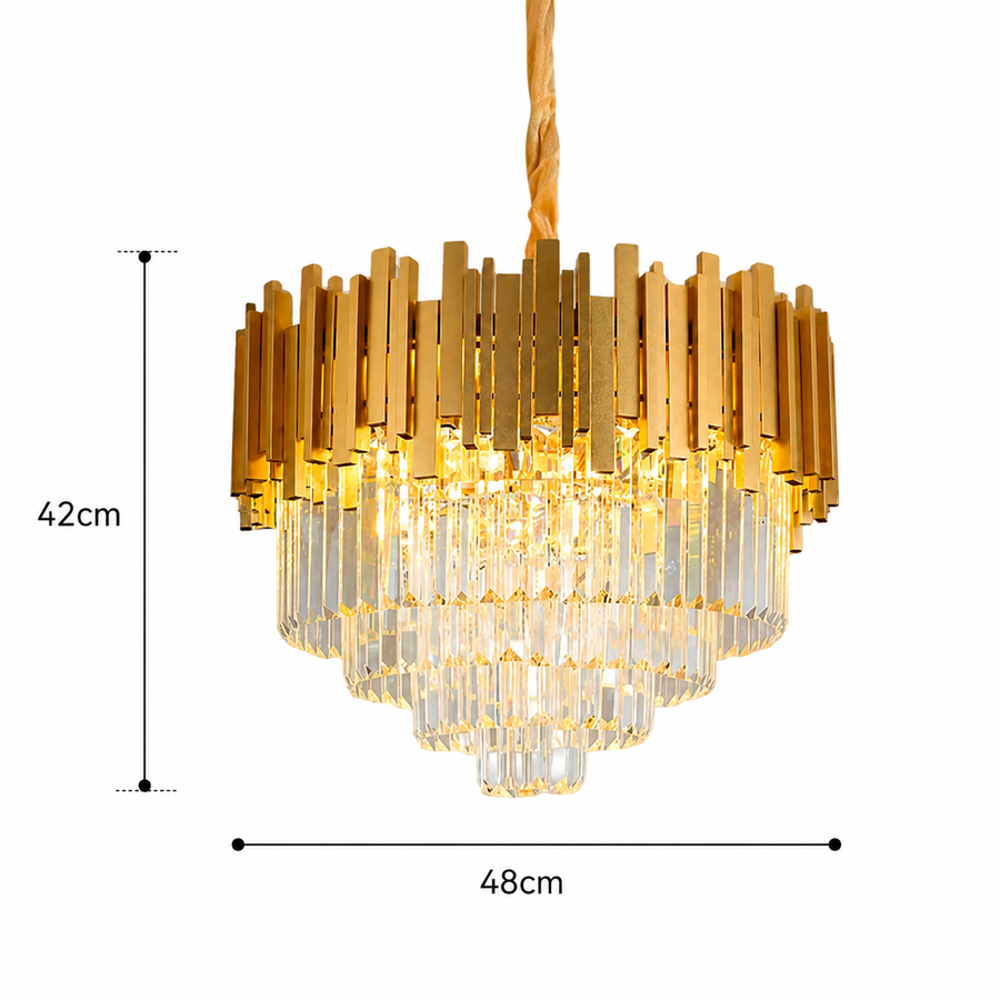 BLOIS Elegance křišťálový lustr, průměr 50 cm, 8x E14, lesklé zlato, nastavitelná výška