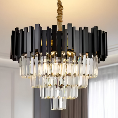 Crystal Chandier Blois Noble 4xe14, průměr 40 cm, černá, nastavitelná výška