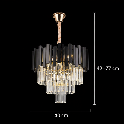 Crystal Chandier Blois Noble 4xe14, průměr 40 cm, černá, nastavitelná výška