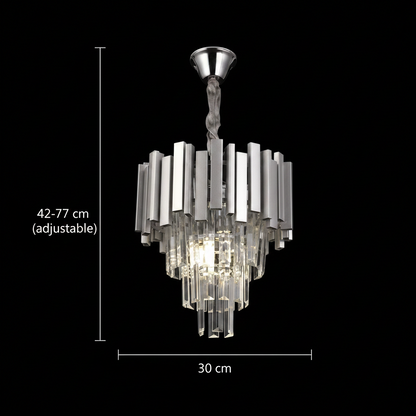 Křišťálový lustr BLOIS Petito 3xE14, Průměr 30cm, Stříbrný, Nastavitelná výška