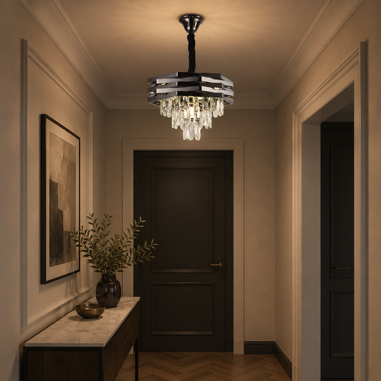 HEXA Křišťálový lustr Ø37cm 5xE14 Černý