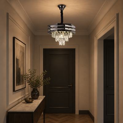 HEXA Křišťálový lustr Ø37cm 5xE14 Černý
