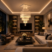 LED křišťálový lustr 80W FLORENTIA Gold, průměr 50 cm, výška 200 cm, model žebříku