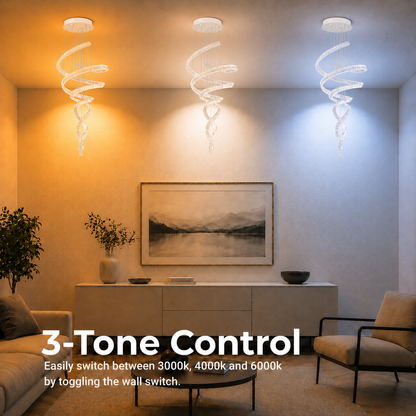 Candelabru Cristal LED IRON MAN, Diametru 80cm, Lumina 3000K/4000K/6000K, Metal si Cristal, Crom Lucios, Inaltime Reglabila