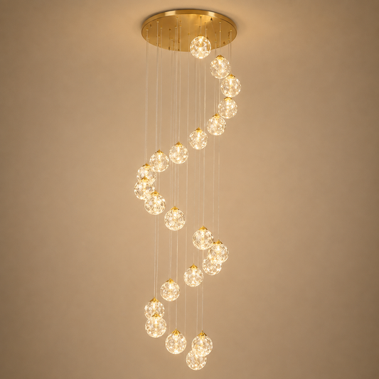 Křišťálový LED lustr KILKENNY Culmino, 144W, neutrální světlo, průměr 60cm, zlatý