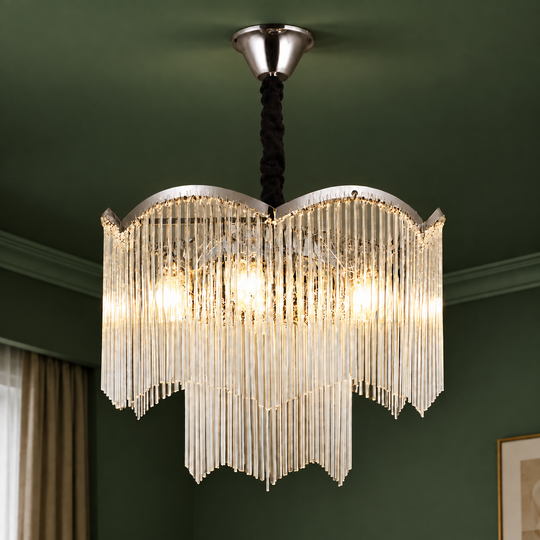 MEKELLE Magno křišťálový lustr, 10x E14, průměr 60 cm, kov a křišťál, lesklý chrom, nastavitelná výška