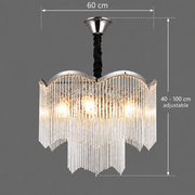 MEKELLE Magno křišťálový lustr, 10x E14, průměr 60 cm, kov a křišťál, lesklý chrom, nastavitelná výška