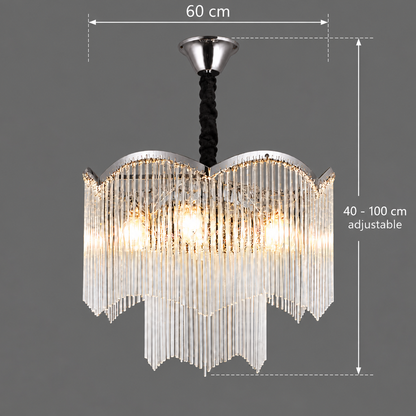 MEKELLE Magno křišťálový lustr, 10x E14, průměr 60 cm, kov a křišťál, lesklý chrom, nastavitelná výška