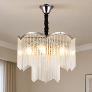 MEKELLE Nobile křišťálový lustr, 6x E14, průměr 40 cm, kov a křišťál, lesklý chrom, nastavitelná výška