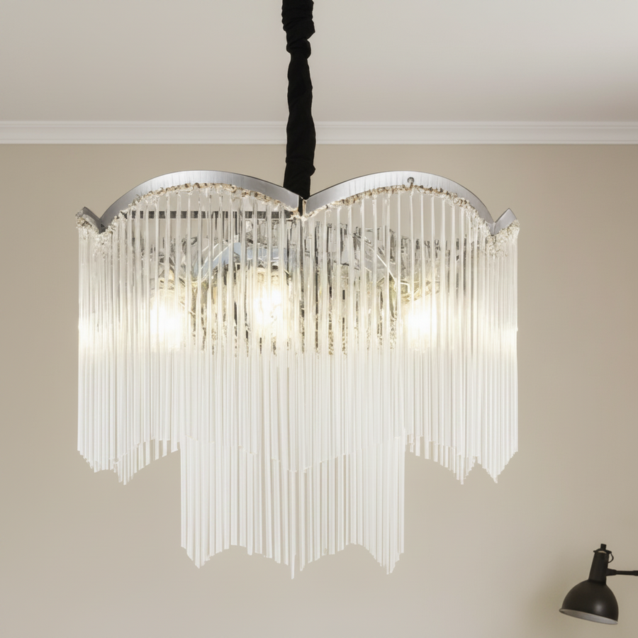 MEKELLE Regalis křišťálový lustr, 18x E14, průměr 80 cm, kov a křišťál, lesklý chrom, nastavitelná výška