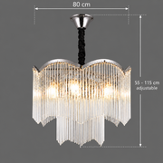 MEKELLE Regalis křišťálový lustr, 18x E14, průměr 80 cm, kov a křišťál, lesklý chrom, nastavitelná výška