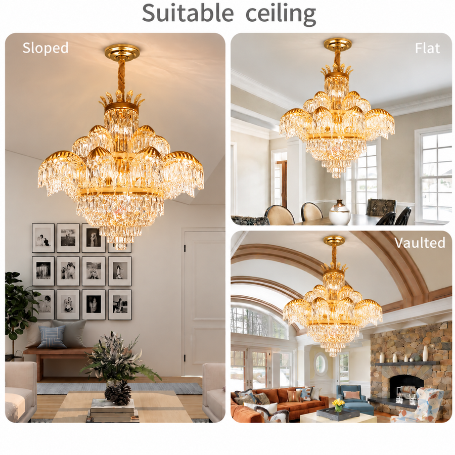 Křišťálový lustr PALACE Supremo 29xG9, D115cm, lesklé zlato, nastavitelná výška, kov a křišťál