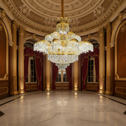 Křišťálový lustr PALACE Supremo 29xG9, D115cm, lesklé zlato, nastavitelná výška, kov a křišťálové křišťálové lustry Výchozí název Alessandro Design
