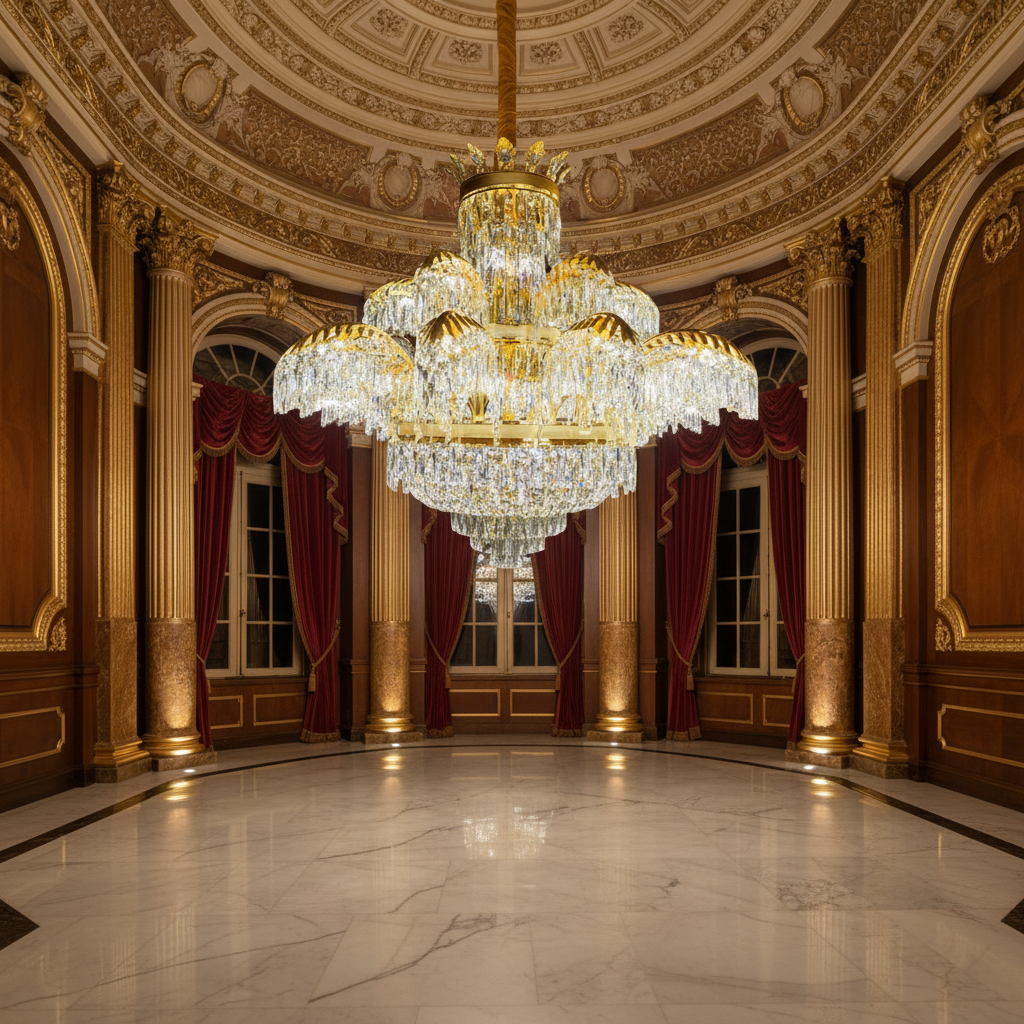 Křišťálový lustr PALACE Supremo 29xG9, D115cm, lesklé zlato, nastavitelná výška, kov a křišťálové křišťálové lustry Výchozí název Alessandro Design