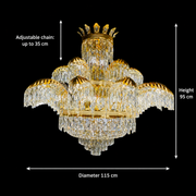 Křišťálový lustr PALACE Supremo 29xG9, D115cm, lesklé zlato, nastavitelná výška, kov a křišťálové křišťálové lustry Výchozí název Alessandro Design