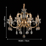PSE Regalis křišťálový lustr, 8xE14, H76cm, nastavitelná výška, kov a křišťál, zlatá