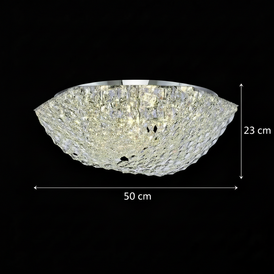 Křišťálový lustr QEQERTARSUAQ Elegance, 7x E14, průměr 50 cm, kov a křišťál, lesklý chrom