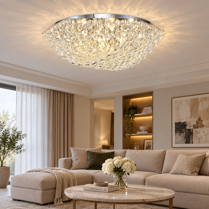 QEQERTARSUAQ Regalis křišťálový lustr, 12x E14, průměr 80 cm, kov a křišťál, lesklý chrom