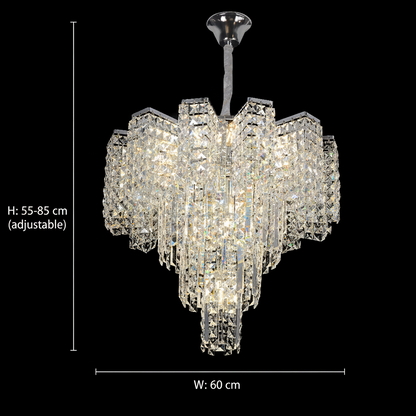 Křišťálový lustr TAGISH Magno 16xE14, průměr 60cm, kov a křišťál, lesklý chrom, nastavitelná výška