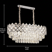VECTORIA Supremo Crystal Lustr, 10xE14, Průměr 75x39cm, Lesklý chrom, Nastavitelná výška, Kov a Crystal
