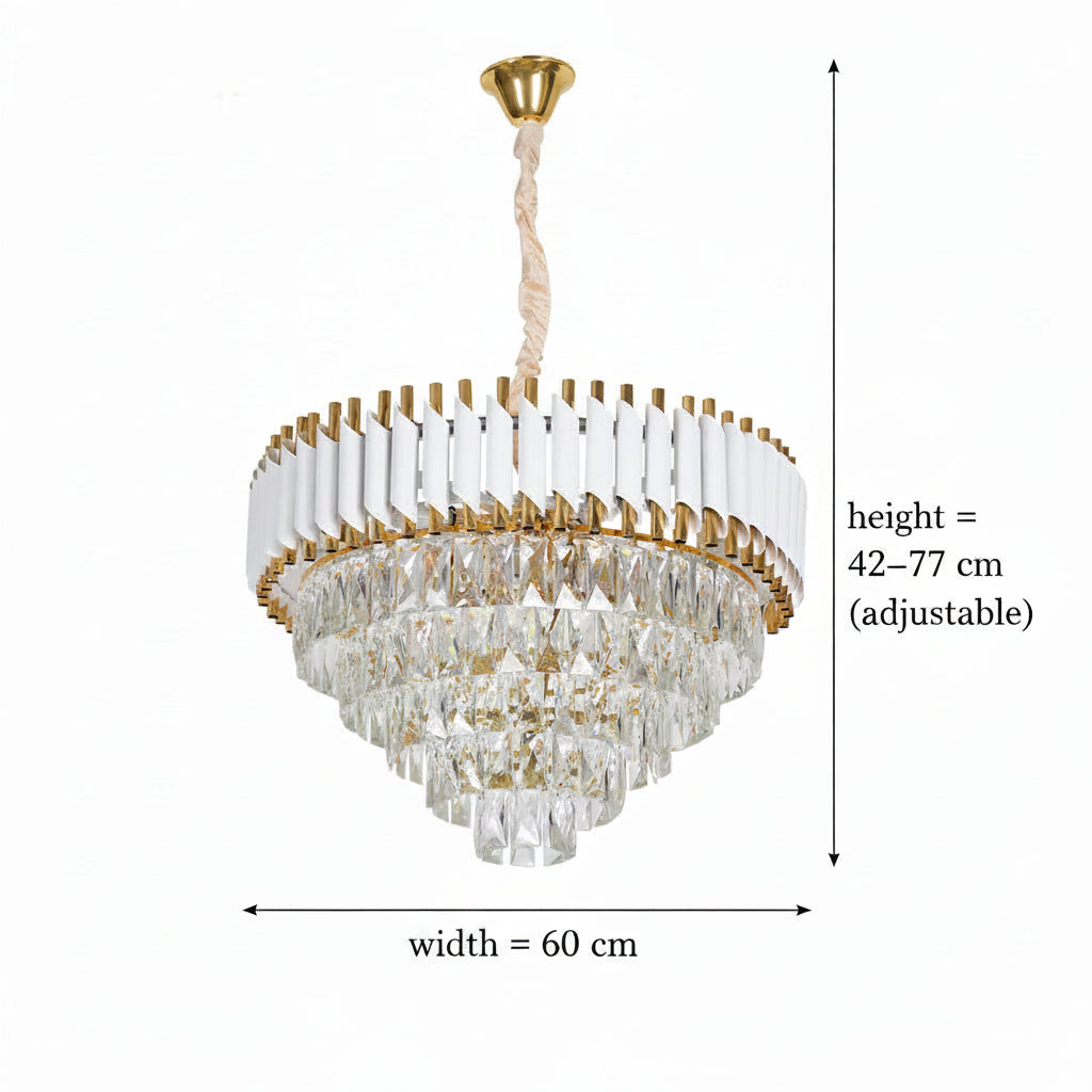 Křišťálový lustr VERSAILLES Magno 8x E14, průměr 60 cm, lesklá zlatá a bílá, nastavitelná výška Křišťálový lustr Výchozí název Alessandro Design