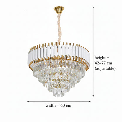 Křišťálový lustr VERSAILLES Magno 8x E14, průměr 60 cm, lesklá zlatá a bílá, nastavitelná výška Křišťálový lustr Výchozí název Alessandro Design