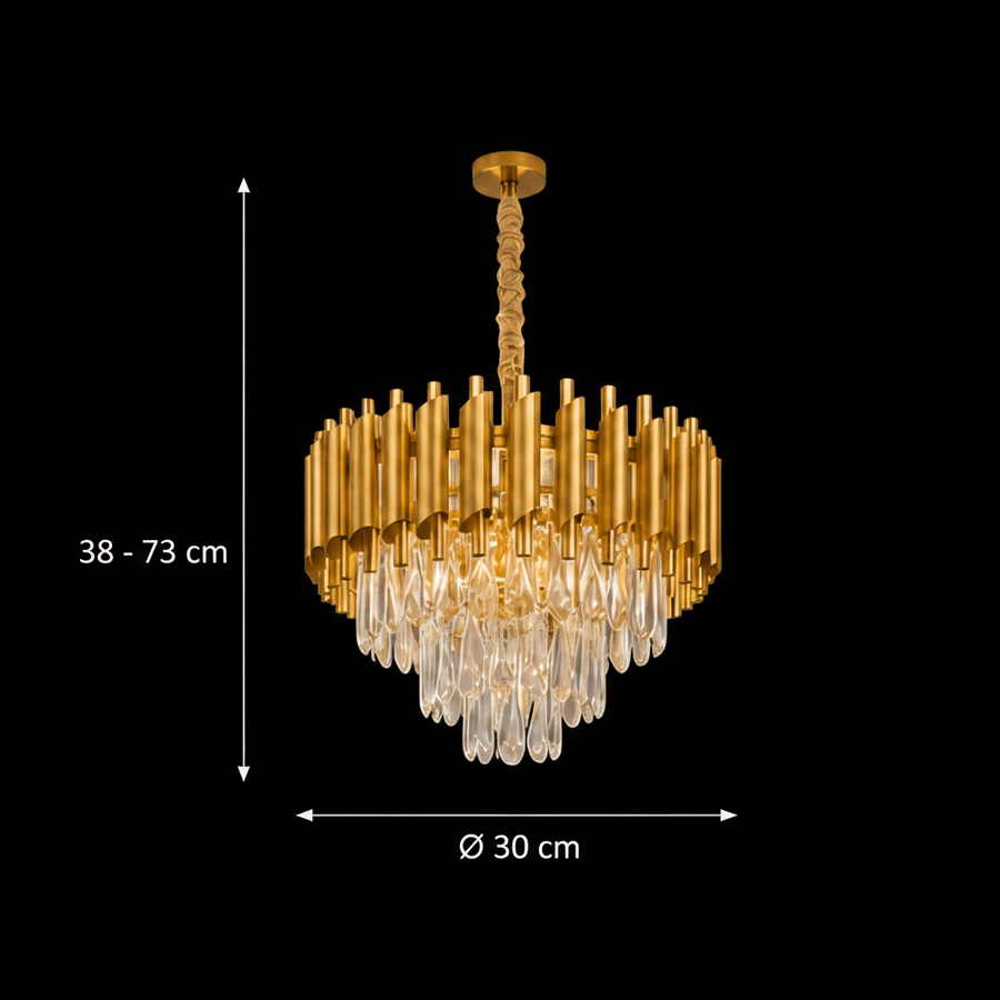 Křišťálový lustr VERSAILLES Nobile 5xE14, Průměr 40cm, Zlatý, Nastavitelná výška