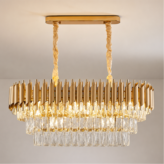 Křišťálový lustr VERSAILLES Regalis 10xE14, Průměr 80cm, Zlatý, Nastavitelná výška