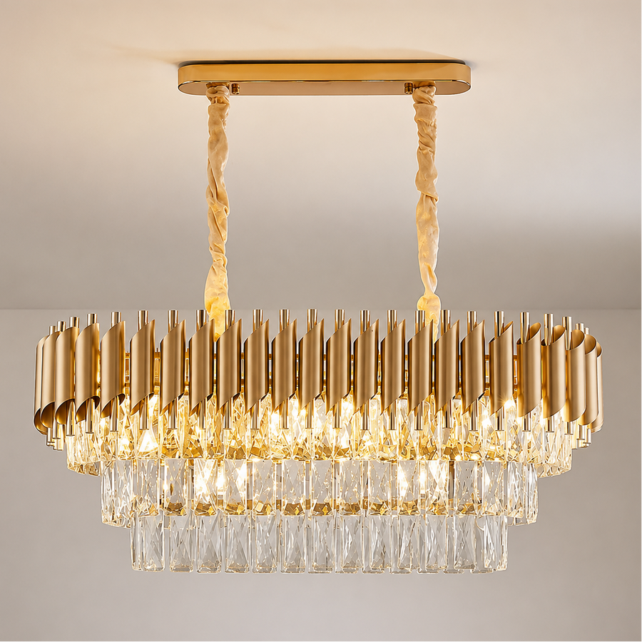 Křišťálový lustr VERSAILLES Regalis 10xE14, Průměr 80cm, Zlatý, Nastavitelná výška