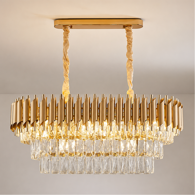 Křišťálový lustr VERSAILLES Regalis 10xE14, Průměr 80cm, Zlatý, Nastavitelná výška