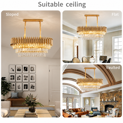 Křišťálový lustr VERSAILLES Regalis 10xE14, Průměr 80cm, Zlatý, Nastavitelná výška