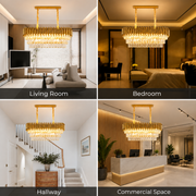Křišťálový lustr VERSAILLES Regalis 10xE14, Průměr 80cm, Zlatý, Nastavitelná výška