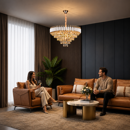 VERSAILLES Supremo křišťálový lustr 12xE14, průměr 80 cm, lesklá zlatá a bílá, nastavitelná výška