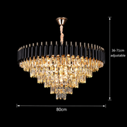 Křišťálový lustr VERSAILLES Supremo 12xE14, průměr 80 cm, lesklá zlatá a černá, nastavitelná výška