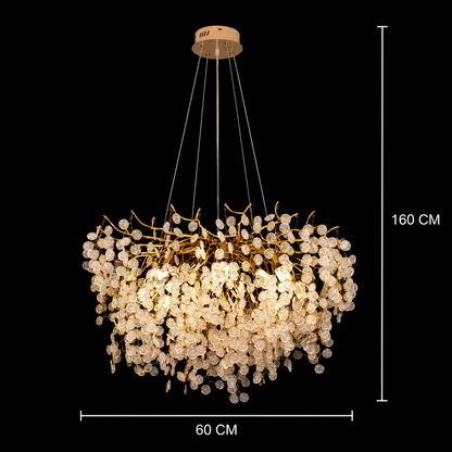 Křišťálový lustr serenáda WALTZ, 6xG9, zlatý, 60 cm, nastavitelná výška