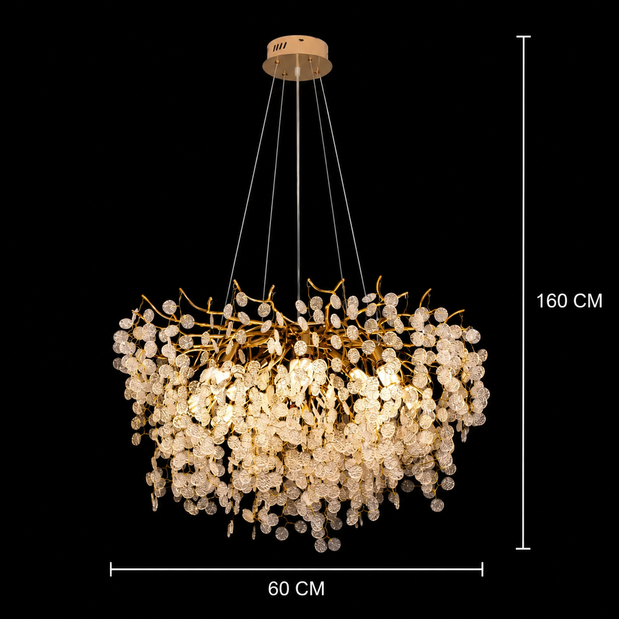 Křišťálový lustr serenáda WALTZ, 6xG9, zlatý, 60 cm, nastavitelná výška