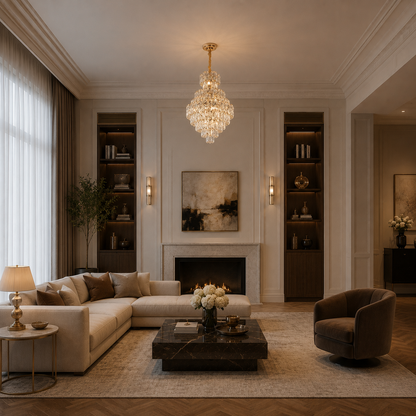 Křišťálový lustr WINDSOR Grande Supremo 10xE14, Průměr 60X90cm, Lesklý zlatý, Nastavitelná výška
