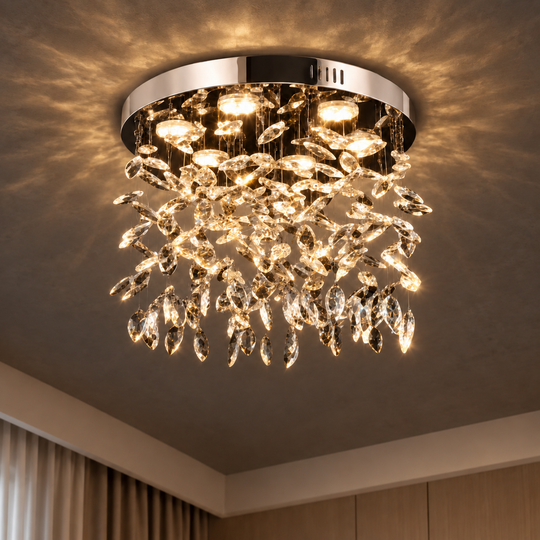 Křišťálový LED lustr LLC210/400CH kulatý, 22W, studené/teplé/neutrální světlo, krystal, lesklý chrom