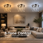 Křišťálový LED lustr LLC210/400CH kulatý, 22W, studené/teplé/neutrální světlo, krystal, lesklý chrom