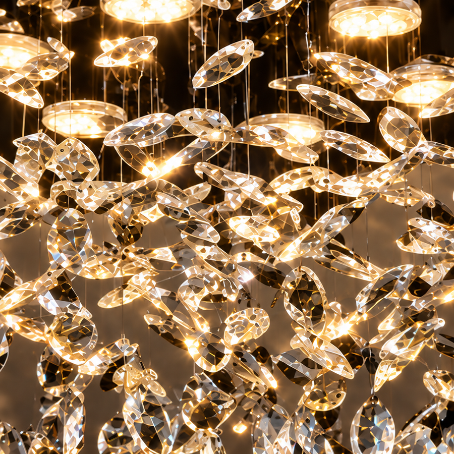Křišťálový LED lustr LLC210/400CH kulatý, 22W, studené/teplé/neutrální světlo, krystal, lesklý chrom