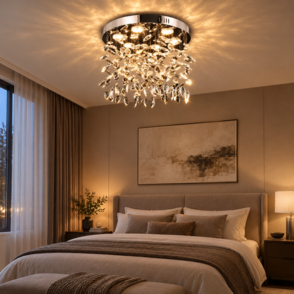 Křišťálový LED lustr LLC210/400CH kulatý, 22W, studené/teplé/neutrální světlo, krystal, lesklý chrom